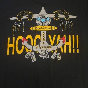 Black Graphic Tee with Yellow and White Design